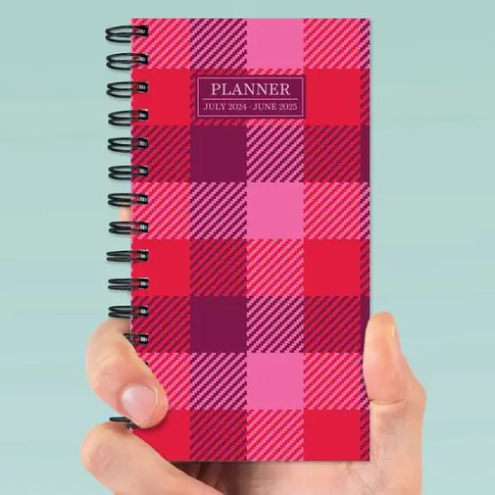 TF Publishing 2025 Pink Plaid Small Weekly Monthly Spiral Planner {6}