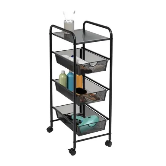 Honey Can Do Black Metal 3-Drawer Rolling Storage Cart {12}