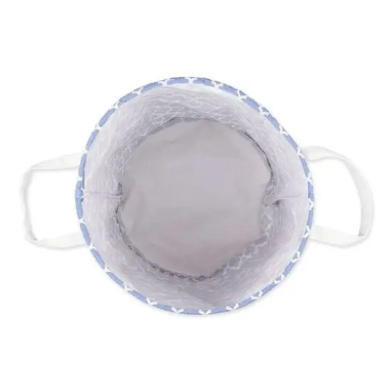 DII&reg; Round Lattice PE-Coated Cotton Polyester Laundry Hamper French Blue {6}