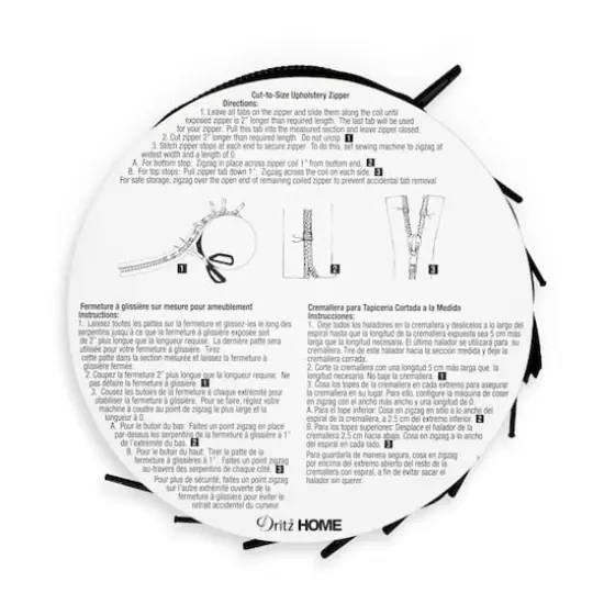 Dritz&reg; Home 3.25yd. Black Cut-To-Size Upholstery Zipper {3}