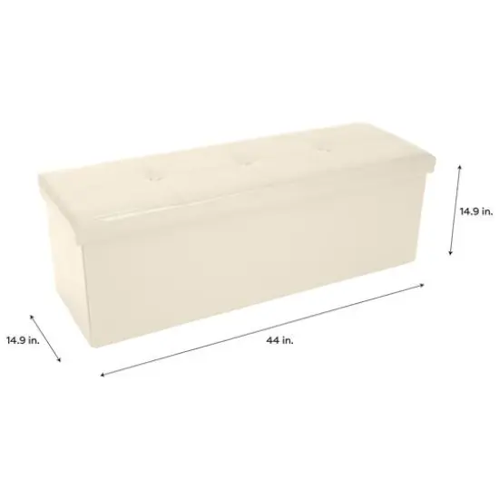 Simplify 44" Faux Leather Triple Folding Storage Ottoman Ivory {7}