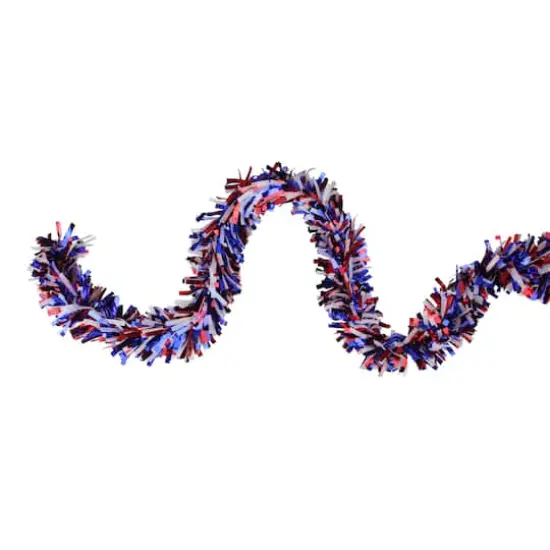 12ft. Red, White & Blue Wide Cut Patriotic Tinsel Garland {1}