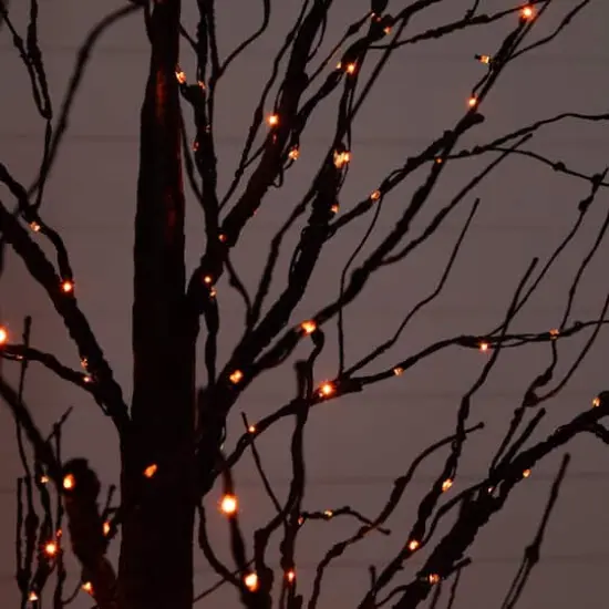 7ft. Pre-Lit Halloween Black Twig Artificial Tree with 390 Orange & Purple LED Lights {6}