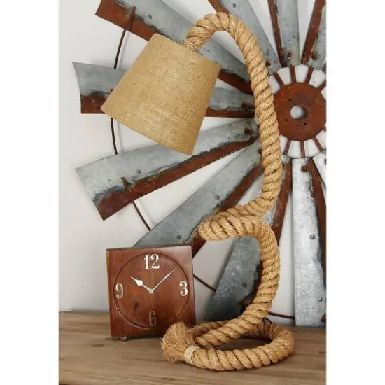 Brown Rope and Iron Rustic Desk Lamp, 32" x 11" x 14" {15}