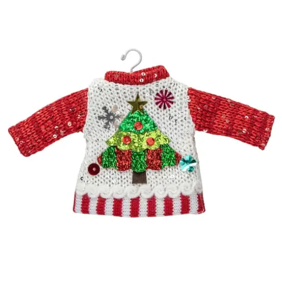 Knitted Ugly Sweater with Hanger Yarn Christmas Tree Ornament {1}