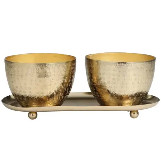 10oz. Roses in Paradise Scented Candles in Gold Bowls with Tray {6}