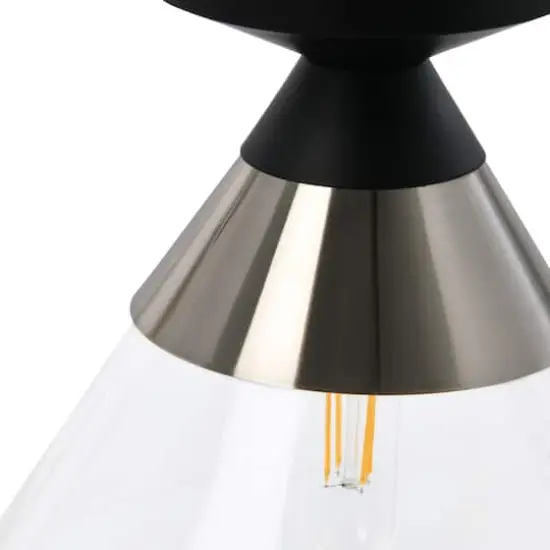 Hello Honey&reg; Robert Stevenson Lighting Theo Metal & Conical Glass Flush Mount Ceiling Light Matte Black/Brushed Nickel {5}