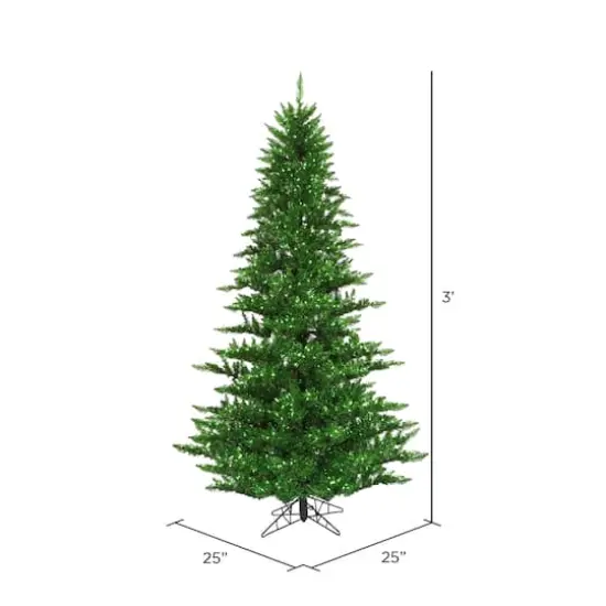 3ft. Pre-Lit Green Tinsel Fir Artificial Christmas Tree, Green Lights {4}