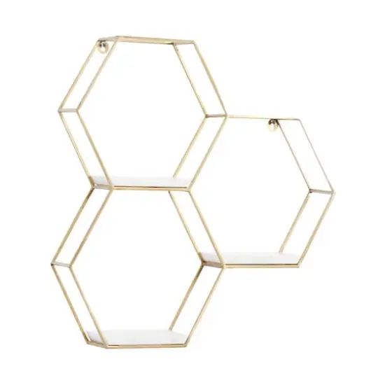 Gold Marble Contemporary Wall Shelf, 24" x 24" x 6" {3}