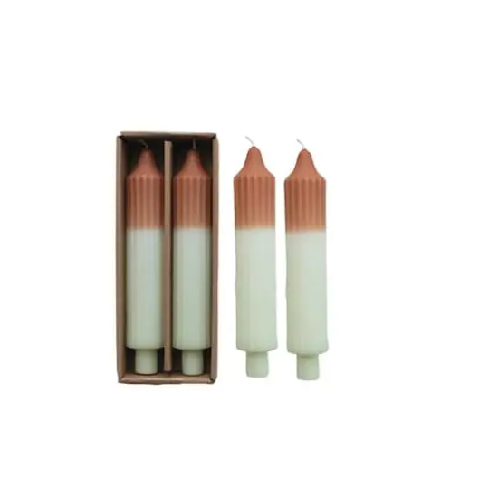 Hello Honey&reg; 8" Camel & White Unscented Pleated Taper Candles, 2ct. {1}