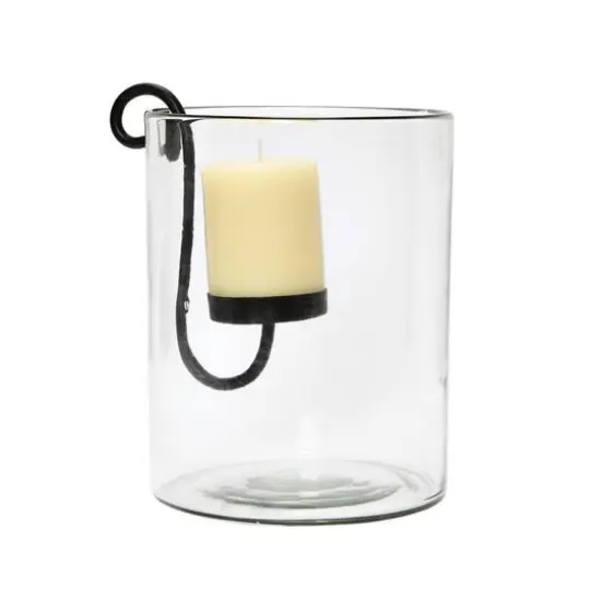 Hello Honey&reg; 9.5" Black Glass Hurricane with Metal Candle Holder {5}