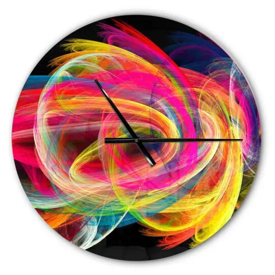 Designart 'Colorful Thick Strokes In Black Modern Wall Clock {1}