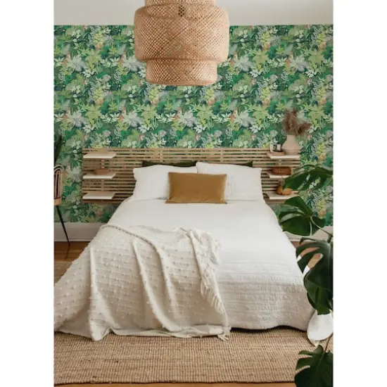NuWallpaper PrintFresh Sage Tropical Oasis Peel & Stick Wallpaper {3}