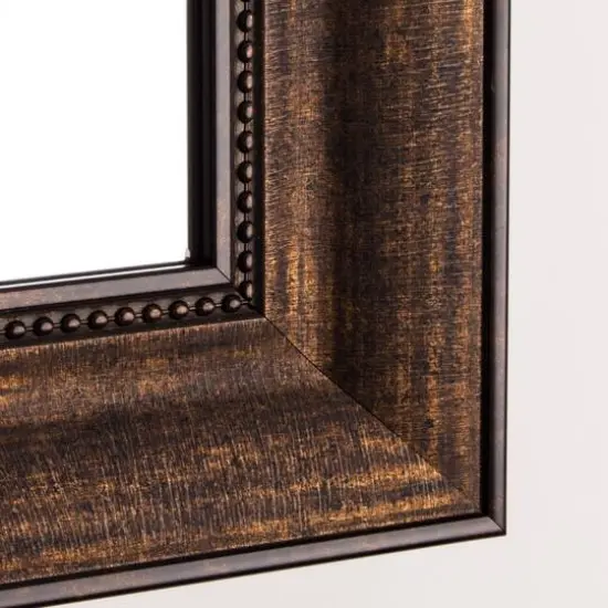 Head West&reg; 34.5" Deep Bronze Beaded Rectangular Framed Beveled Accent Wall Mirror {6}
