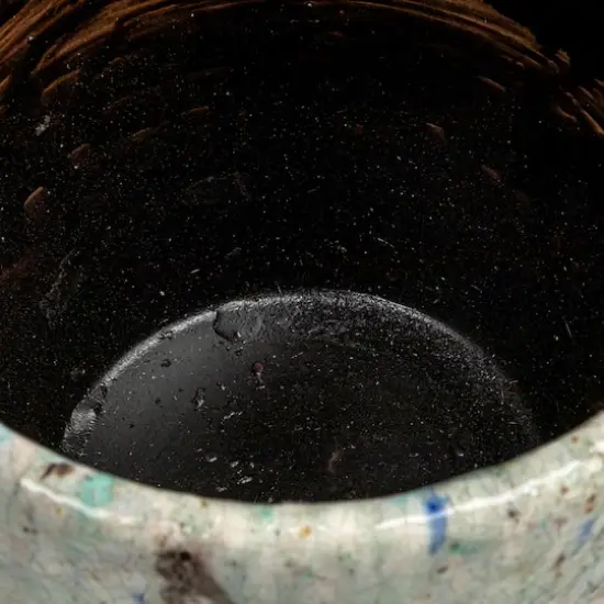 Hello Honey&reg; 7.5" Blue Crackle Glaze Terra Cotta Planter {9}