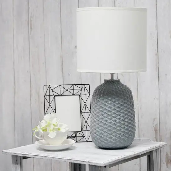 Simple Designs 20" Ceramic Purled Texture Table Lamp Gray {5}