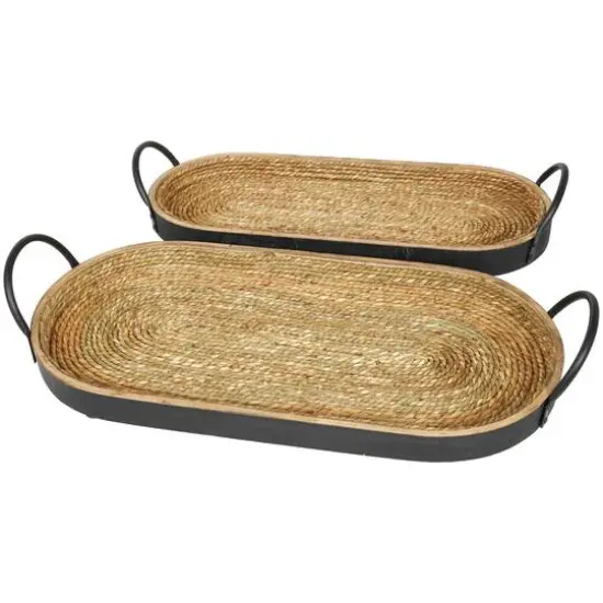 Brown Wooden Coiled Oval Nesting Tray D&eacute;cor Set {7}