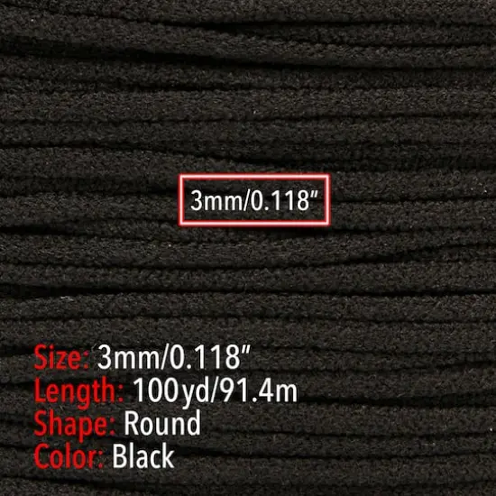 Beadsmith&reg; Fablastic&trade; 3mm Black Round Spandex Cord {7}