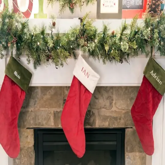 Brown Mantel Garland & Christmas Stocking Holder, 2ct. {3}
