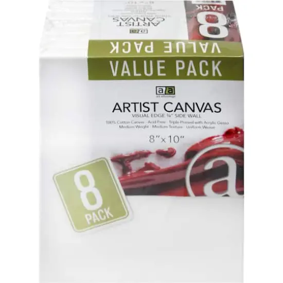 Art Advantage&reg; 8 Pack 8" x 10" Visual Edge Value Pack Canvas {1}