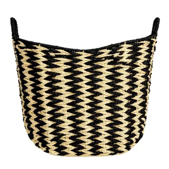 Household Essentials 16" Black & Natural Zigzag Woven Paper Rope Basket {7}