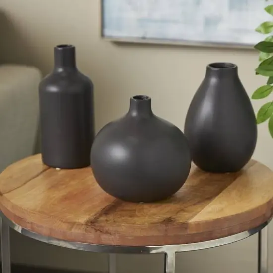 Black Minimal Ceramic Vase Set {10}