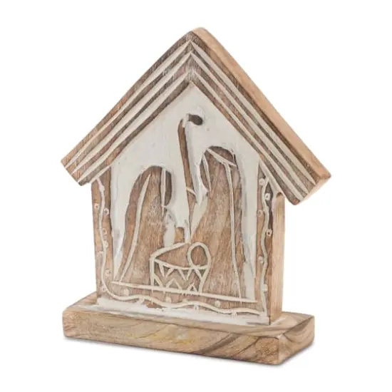 7" Carved Holy Family Nativity Barn, 2ct. {4}
