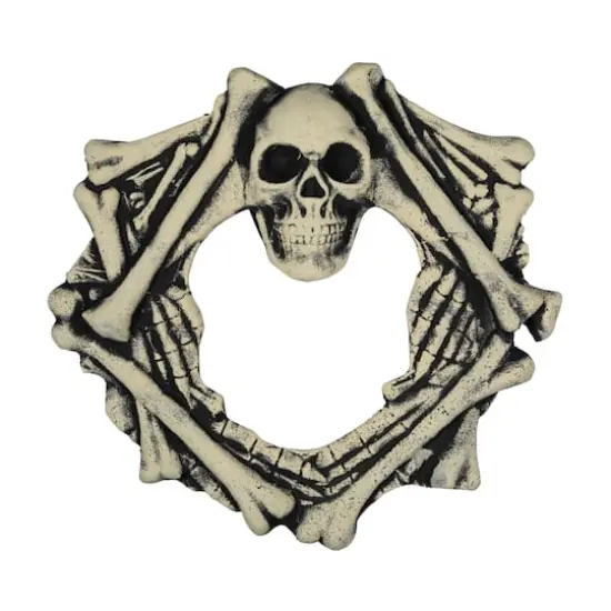 18" Skull Head & Bones Halloween Wreath {1}