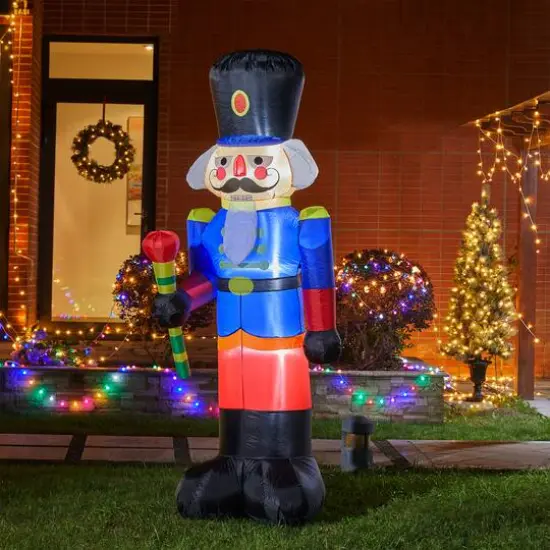Glitzhome&reg; 8ft. Inflatable Nutcracker With Lights {3}