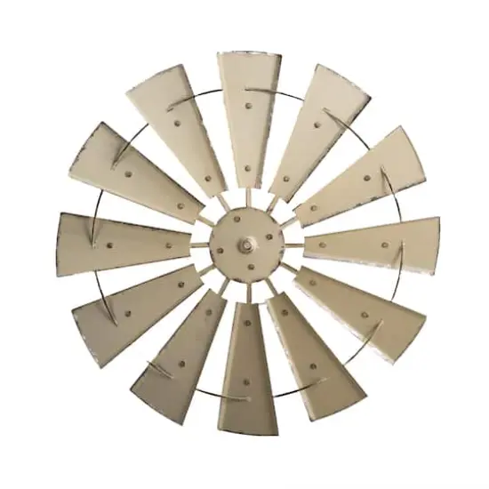 Glitzhome&reg; 28.5" Beige Metal Wind Spinner Wall D&eacute;cor {1}