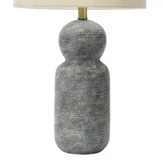 Hello Honey® 26.5" Curvy Gray Stoneware Desk Lamp with Linen Drum Shade {7}