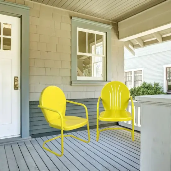 34" Outdoor Retro Tulip Armchair Yellow {3}