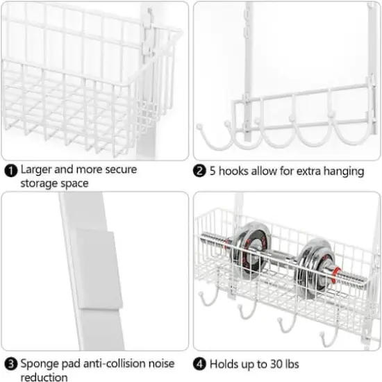 NEX&trade; White Over The Door Hanging Organizer Rack {4}