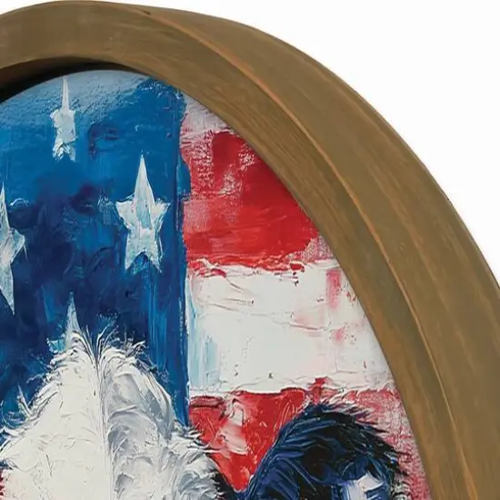 20" x 20" Red, White & Moo Round Framed Print Brown {4}