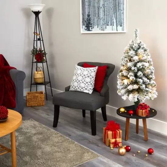 3ft. Pre-Lit Flocked West Virginia Fir Artificial Christmas Tree, Clear LED Lights {7}