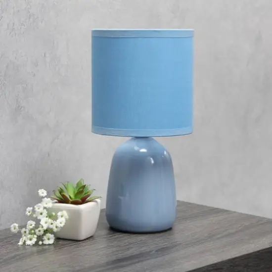 Simple Designs 10" Thimble Base Ceramic Table Lamp Sky blue {5}