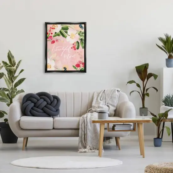 Stupell Industries Beautiful Mom Floral Mother's Day Floater Framed Art Black {3}