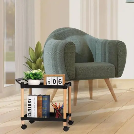 Black 3-Tier Utility Cart with Wheels {6}