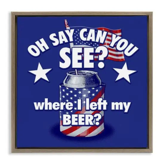 Stupell Industries Funny Patriotic Beer Floater Framed Art Brown {1}