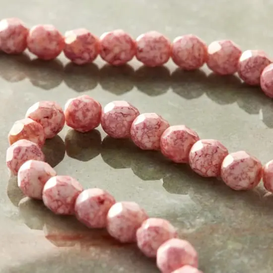 Pink Czech Glass Faceted Round Beads, 6mm by Bead Landing&trade; {3}