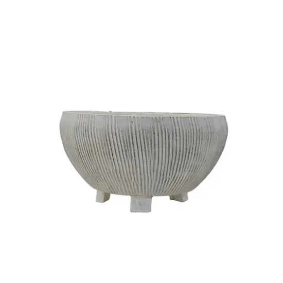 Hello Honey® 8.25" Small Distressed Cream Footed Terracotta Planter {1}