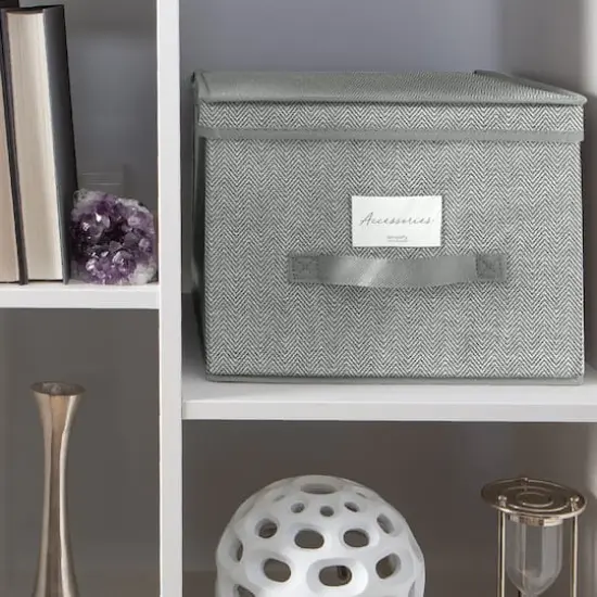 Simplify 12" Herringbone Gray Storage Box {5}