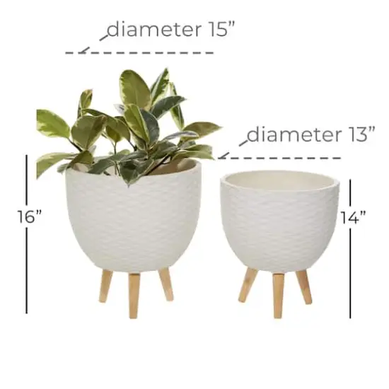 White Polystone Contemporary Planter Set {8}