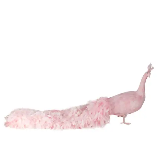 55" Life-Size Pink Peacock with Closed Tail Feathers Decoration {3}