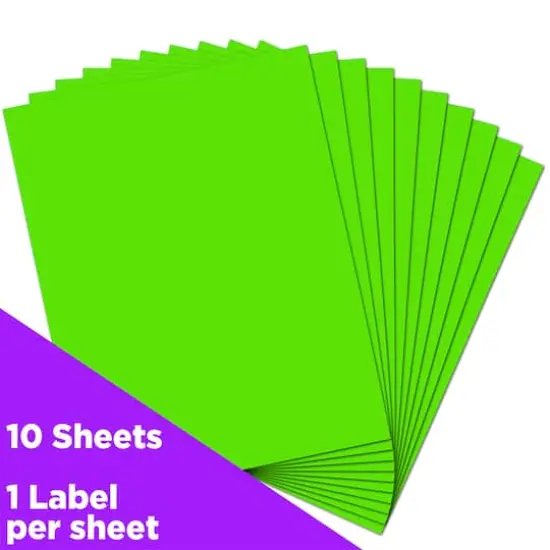 JAM Paper Shipping Labels, 8.5" x 11" Neon Green {4}