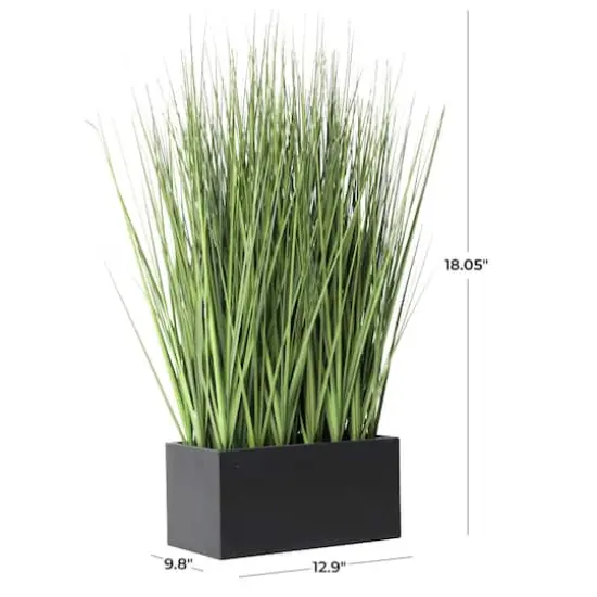 18" Onion Grass Artificial Plant with Black Rectangular Pot {5}