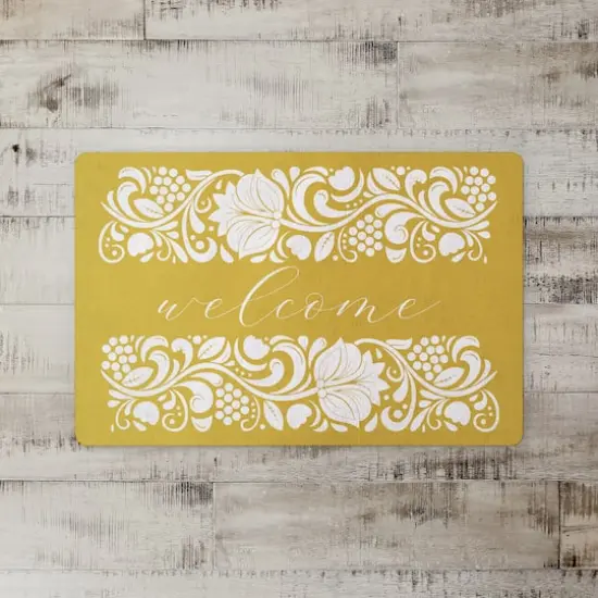 Folk Floral Border 27" x 18" Floor Mat {3}