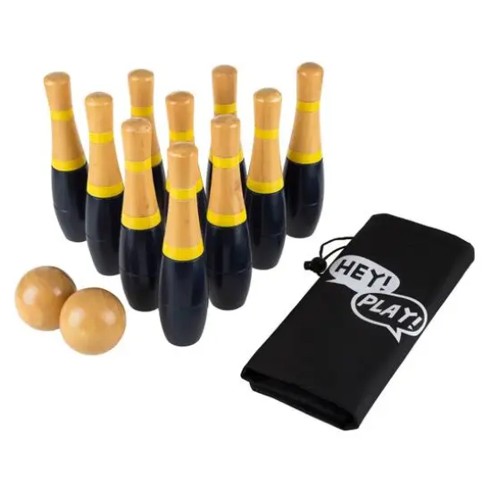 Toy Time Lawn Bowling & Skittle Ball Game Navy Blue {8}