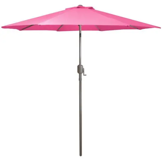 9ft. Outdoor Patio Market Umbrella with Hand Crank & Tilt Pink/Brown {1}