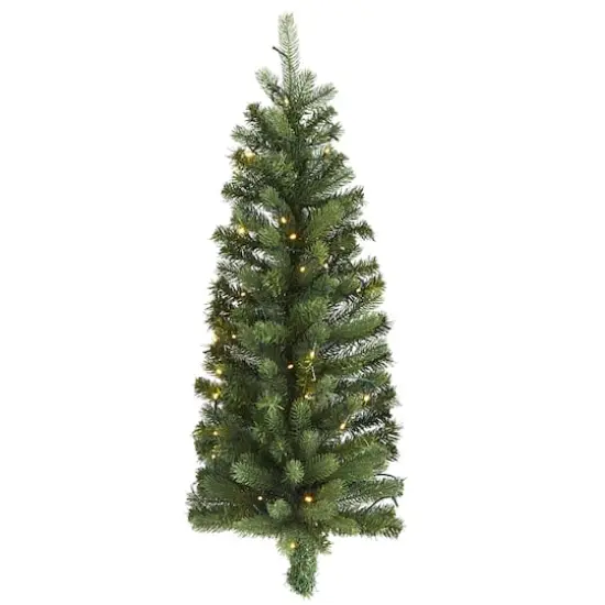 3ft. Pre-Lit Flat Back Wall Hanging Artificial Christmas Tree, Clear LED Lights {1}